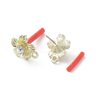 Rack Plating Golden Alloy with Rhinestone Stud Earring Findings EJEW-B036-02G-06-1