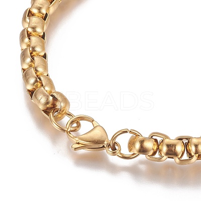 Ion Plating(IP) 304 Stainless Steel Box Chain Bracelets BJEW-I274-10G-1