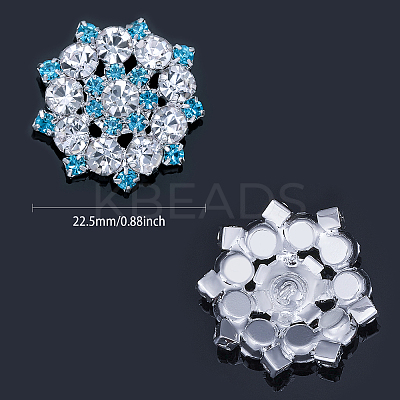 6Pcs 1-Hole Alloy Rhinestone Shank Buttons BUTT-CA0001-16B-1