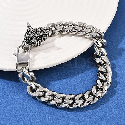 304 Stainless Steel Cuban Chain Bracelets for Men BJEW-I321-01ASP-1