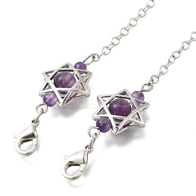 Round Natural Amethyst Dowsing Pendulums G-M447-07P-06-1