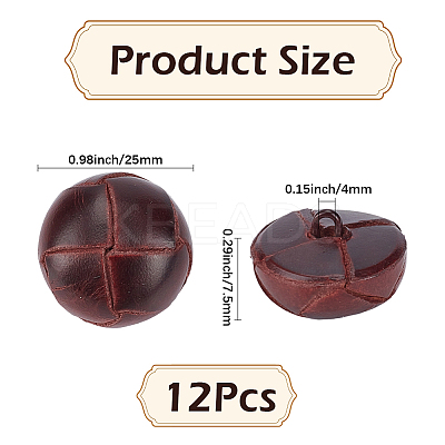 12Pcs 1-Hole Cowhide Shank Buttons BUTT-CL0001-06A-1