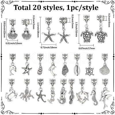 20Pcs Alloy European Dangle Charms PALLOY-BM00019-1