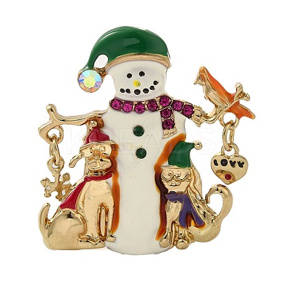 Christmas Alloy Colorful Rhinestone Brooches LS-JEWB-U009-10I-1