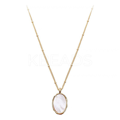 304 Stainless Steel Pave Natural Shell Pendant Necklaces FS-WGEBDE2-02-1