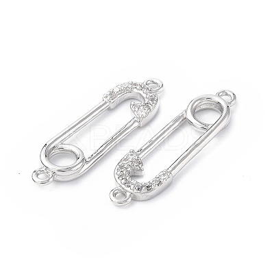 Eco-Friendly Rack Plating Brass Micro Pave Clear Cubic Zirconia Connector Charms KK-F845-04P-1