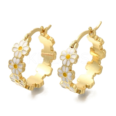 Rack Plating Flower Brass Hoop Earrings EJEW-H016-41G-01-1