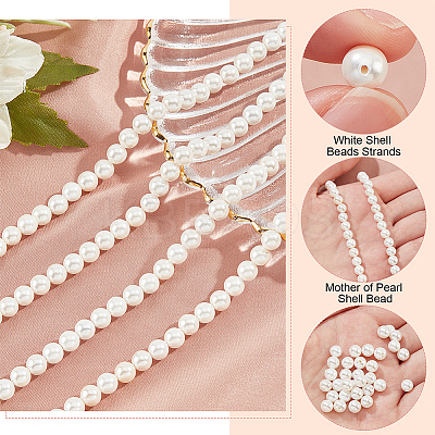 Glass Pearl Beads Strands SHEL-WH0001-009A-1-1