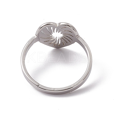 Non-Tarnish 201 Stainless Steel Hollow Out Heart Adjustable Ring for Women RJEW-C045-02P-1