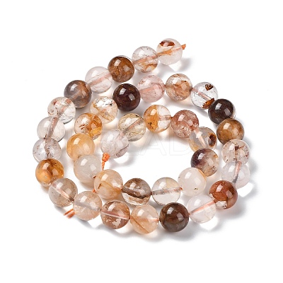 Natural Yellow Hematoid Quartz/Golden Healer Quartz Beads Strands G-P497-02C-02-1