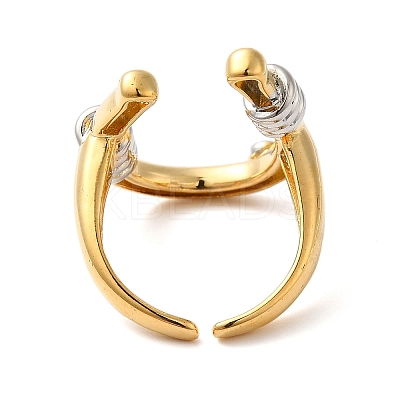 U-Shape Brass Open Cuff Rings for Women RJEW-B062-13GP-1