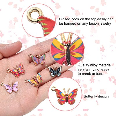 50Pcs 5 Styles Alloy Enamel Printed Pendants ENAM-CJ0003-63-1
