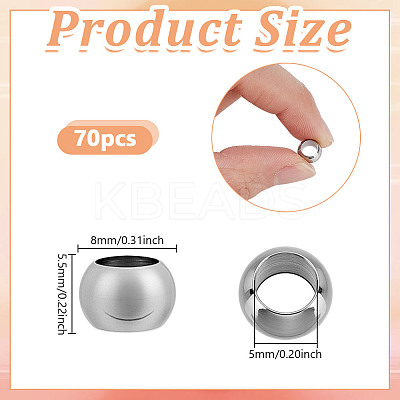 70Pcs 303 Stainless Steel European Beads STAS-NB0001-96A-1