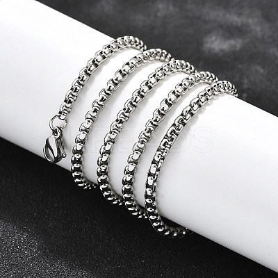 Non-Tarnish 304 Stainless Steel Box Chain Necklaces NJEW-O110-05I-P-1