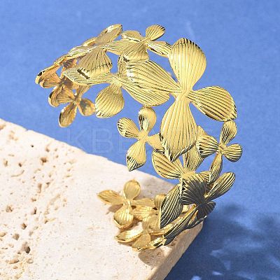 304 Stainless Steel Open Cuff Bangles for Women LS-BJEW-U019-01G-1