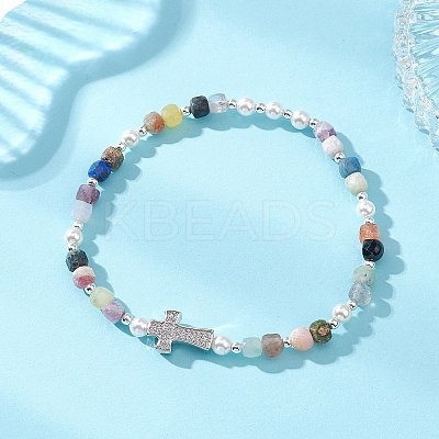 Natural Mixed Gemstone Beaded Stretch Bracelets for Women BJEW-JB13199-01-1