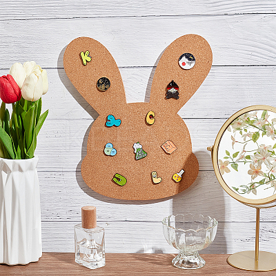 Rabbit Wall Mounted Brooch Jewelry Display Cork Tray AJEW-WH0433-01D-1