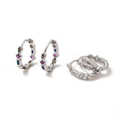 Brass Micro Pave Cubic Zirconia Hoop Earrings EJEW-P322-02P-1