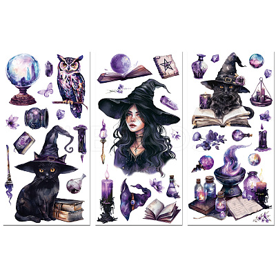 3 Sheets 3 Styles PVC Waterproof Decorative Stickers DIY-WH0404-199-1