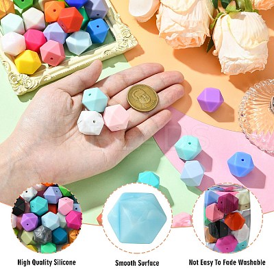 Hexagon Food Grade Silicone Focal Beads SIL-CJC0005-07-1