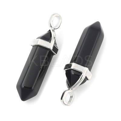 Natural Black Obsidian Double Terminated Pointed Pendants G-F295-04K-1