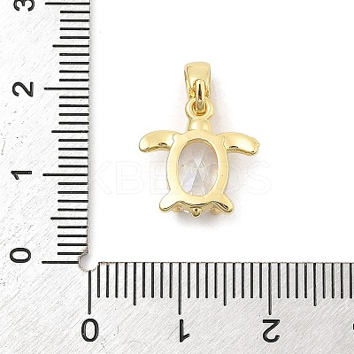 Rack Plating Leaf Brass Clear Cubic Zirconia Pendants KK-S407-13G-A-1