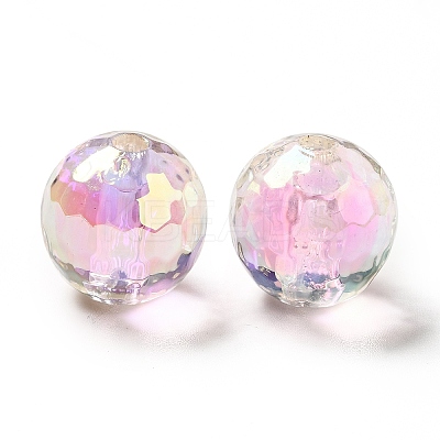 Two Tone UV Plating Rainbow Iridescent Acrylic Beads TACR-D010-03B-06-1