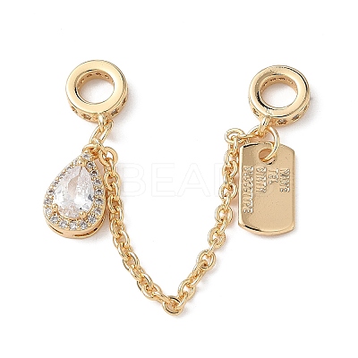 Brass Micro Pave Clear Cubic Zirconia Cable Chain European Beads KK-G531-07C-G-1