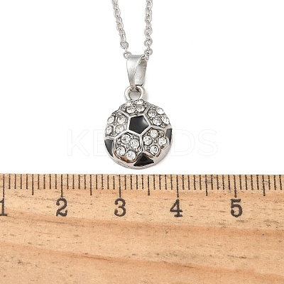 Zinc Alloy Crystal Rhinestone Sport Ball Pendant Cable Chain Necklaces LS-NJEW-U024-01P-05-1