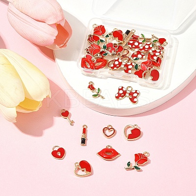 40Pcs 10 Styles Valentine's Day Alloy with Enamel Pendants ENAM-FS0002-39-1