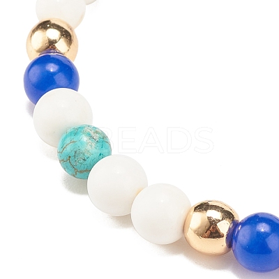 Natural & Synthetic Mixed Gemstome Round Beaded Stretch Bracelet for Women BJEW-JB08284-1