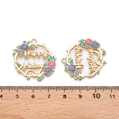 Rack Plating Alloy Enamel Pendants LS-ENAM-N056-369KCG-02-1
