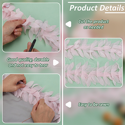 4.9~5 Yards Polyester Leaf Lace Ribbon DIY-FG0002-84-1