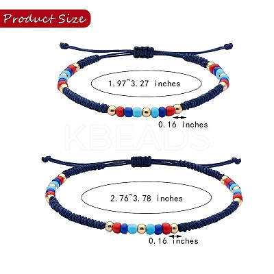 4Pcs 4 Style Glass Seed Braided Bead Bracelets and Anklets Set SJEW-SW00003-02-1