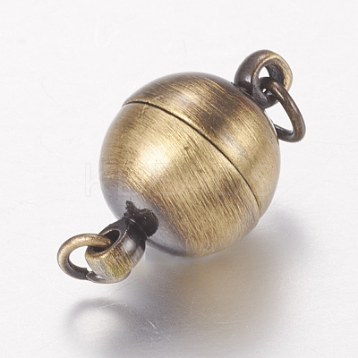 Brass Magnetic Clasps with Loops KK-E268-10mm-AB-NR-1