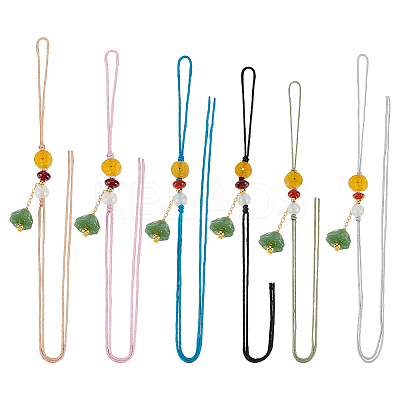 6Pcs 6 Colors Cell Phone Strap Imitation Jade Lotus Seed Pod Pendant HJEW-OC0001-28-1
