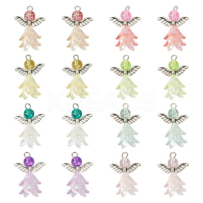 16Pcs 8 Style Glass & Acrylic & Alloy Pendants PALLOY-TA00232-1