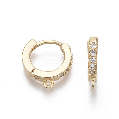 Brass Micro Pave Cubic Zirconia Huggie Hoop Earring Findings KK-T063-012-NF-1