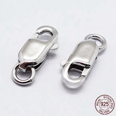 Anti-Tarnish Rhodium Plated 925 Sterling Silver Lobster Claw Clasps STER-K167-075C-P-1