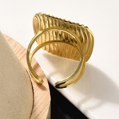 304 Stainless Steel Open Cuff Ring for Women RJEW-B109-03G-03-1