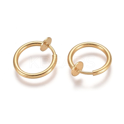304 Stainless Steel Retractable Clip-on Hoop Earrings STAS-O135-01F-G-1