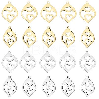 20PCS 2 Colors 201 Stainless Steel Pendants STAS-DC0004-13-1