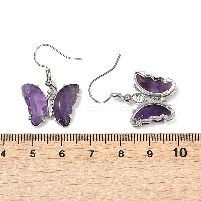 Natural Amethyst Brass Dangle Earrings EJEW-M081-01P-05-1