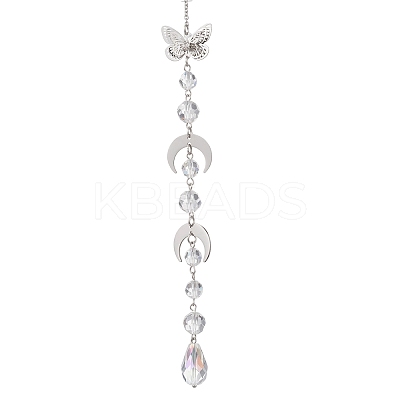 Glass Teardrop Window Hanging Suncatchers HJEW-JM04546-1