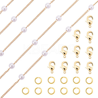 DIY Plastic Pearl Beaded Chains Bracelet Necklace Making Kit DIY-TA0009-70-1