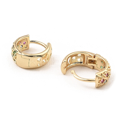 Brass with Colorful Cubic Zirconia Thick Hoop Earrings EJEW-D078-28KCG-1