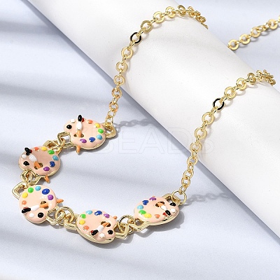 Brass Enamel Pendant Necklaces NJEW-B157-07G-02-1