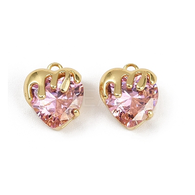 Brass Micro Pave Cubic Zirconia Charms KK-R226-06G-03-1