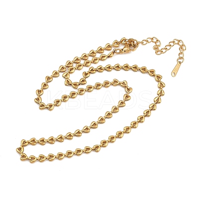 4MM 304 Stainless Steel Heart Link Chain Necklaces for Women LS-NJEW-G179-06G-1