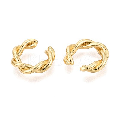 Twist C-Shaped Brass Cuff Earrings EJEW-T049-01G-1